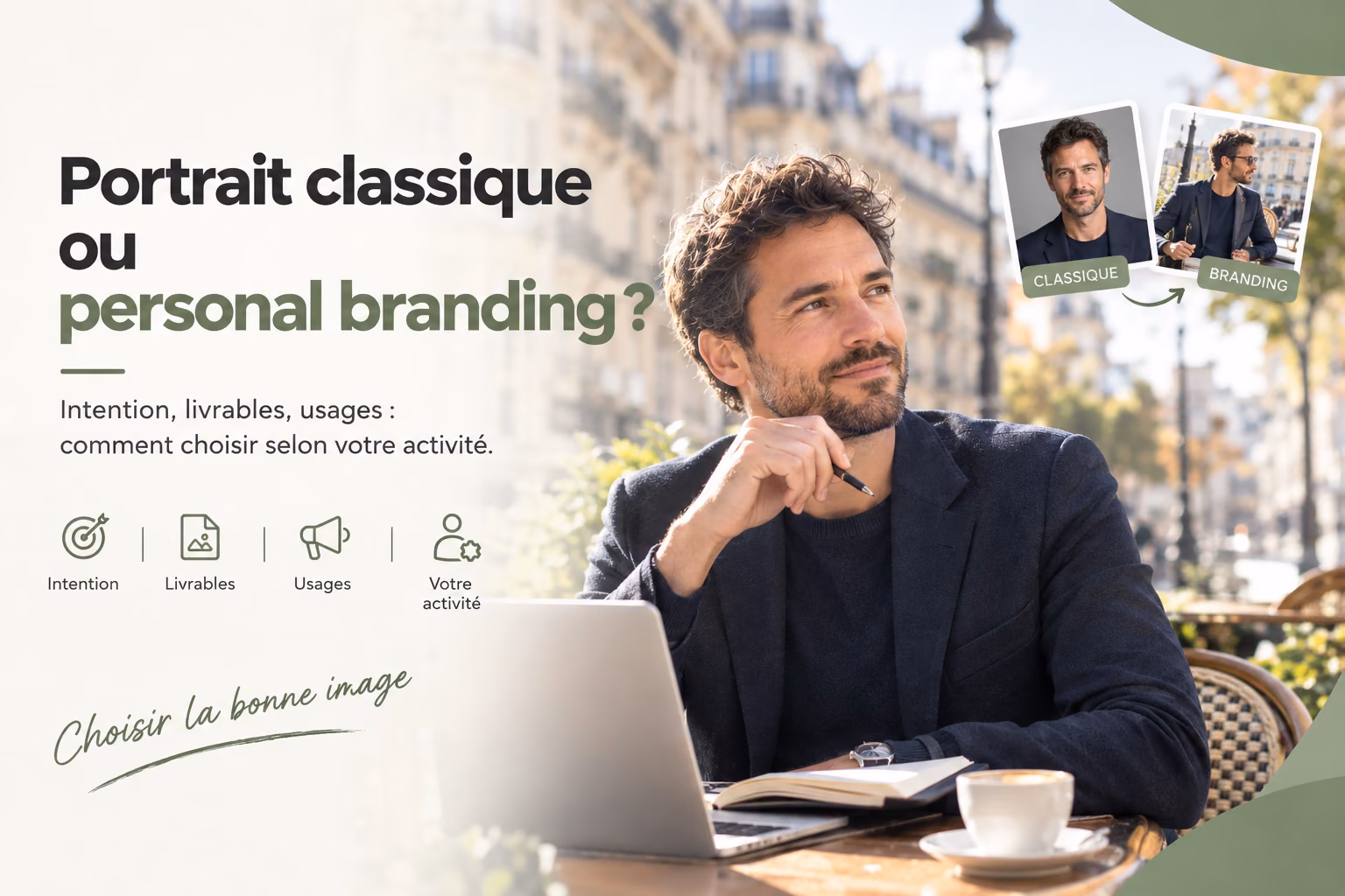 Série de portraits personal branding d'un consultant à Paris, plusieurs cadrages et contextes de travail